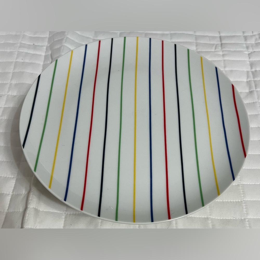 Georges Briard “Palette” multi-colored stripes with tulip patterns cake stand - Picture 5 of 8